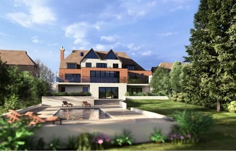 CGI rear elevation render of Toft House project.