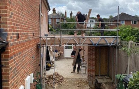 Workers constructing build