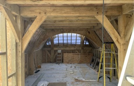 Timber frame under construction