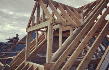 Timber roof under construction