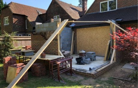 Walls being built as part of a house extension