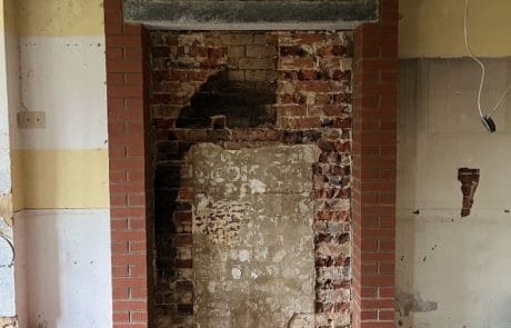 Fireplace being constructed