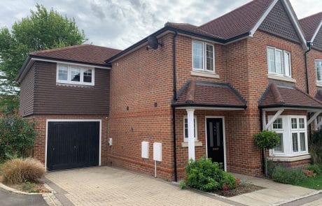 Exterior view of beautiful red-brick house
